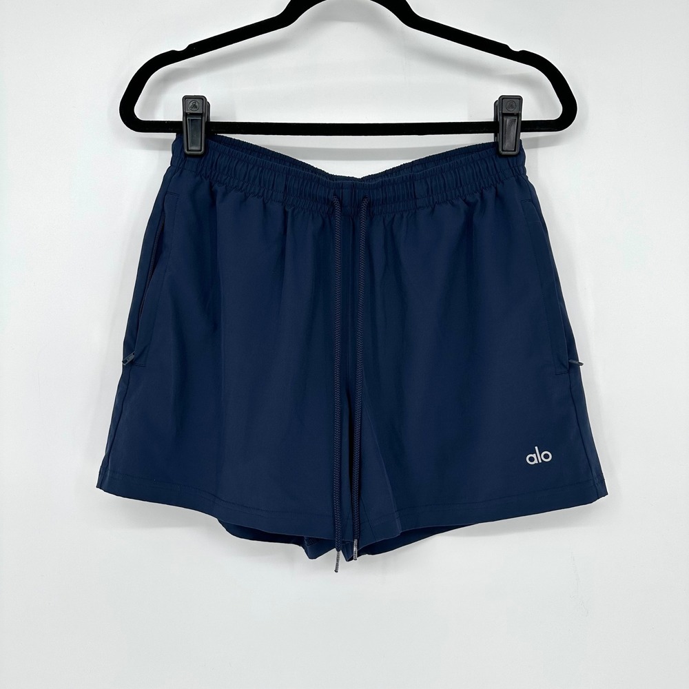 Alo Blue 5" Running Athletic Gym Drawings Shorts Fast Dry Men's S
